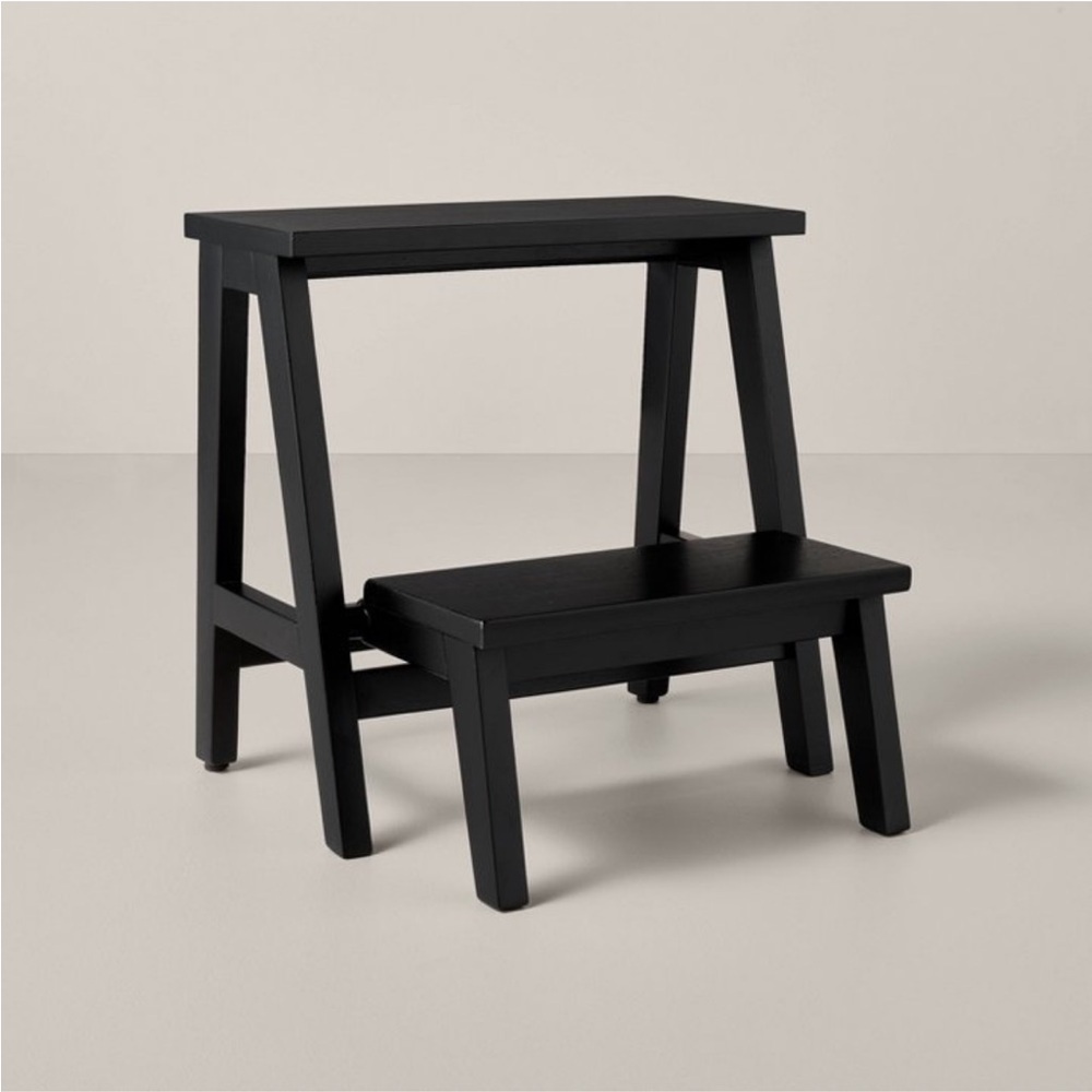 Hearth & Hand Magnolia 18" Wood Kitchen Step Stool Black